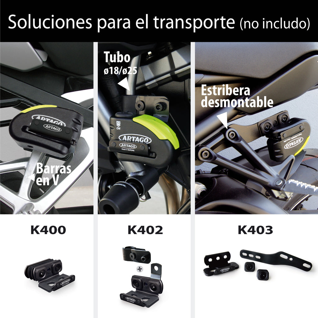ARTAGO 30X10 Candado Moto Alta Gama, Antirrobo Disco 2en1 Sin/Con Alarma Don't Touch 120dB, Homologado SRA y Sold Secure, Anti-Taladro 5mm, Doble Cierre 10mm Acero Endurecido, Pinza Cepo Moto