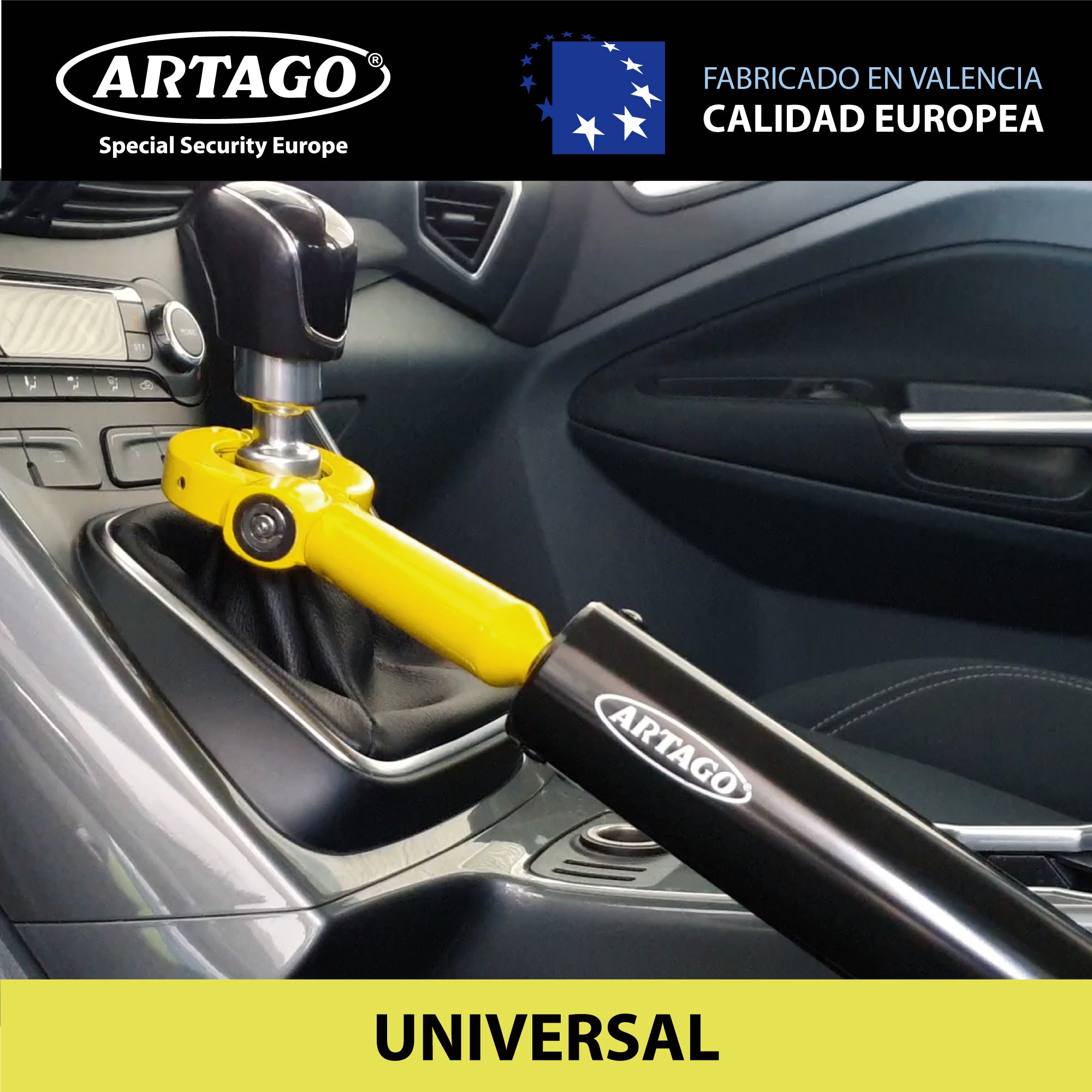 Artago 862A/B Antirrobo Coche Freno de Mano, Ajuste Rosca Más Adaptable, Cerradura Seguridad con Bola Anti-taladro, Compacto, Barra Bloqueo Palanca Cambio Freno Mano, Barra Antirrobo Automóvil SUV