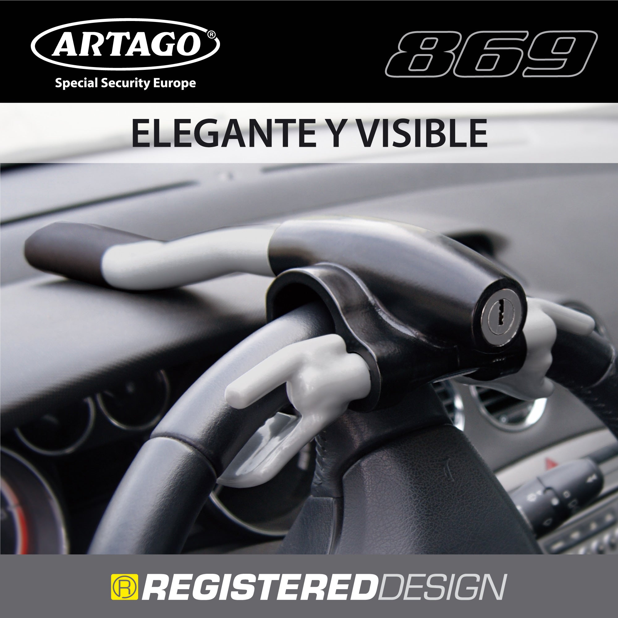 ARTAGO 869 Antirrobo Coche Volante Salpicadero, Seguridad Extra Alrededor del Radio, Cierre Press & Click Más Práctico, Bloqueo Barra Antirobo Universal para Camper, SUV, Autocaravana, Auto