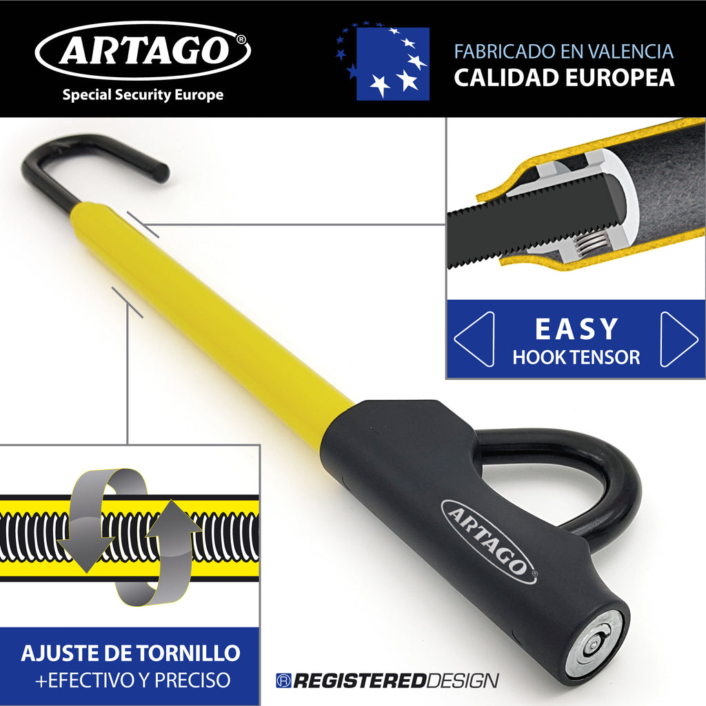 ARTAGO 871 Antirrobo Coche, Alta Gama, La Barra Bloqueo Volante Pedal Más Segura y Visible, Exclusivo Ajuste Rosca Más Preciso, Cepo Coche Universal SUV Furgoneta Autocaravana