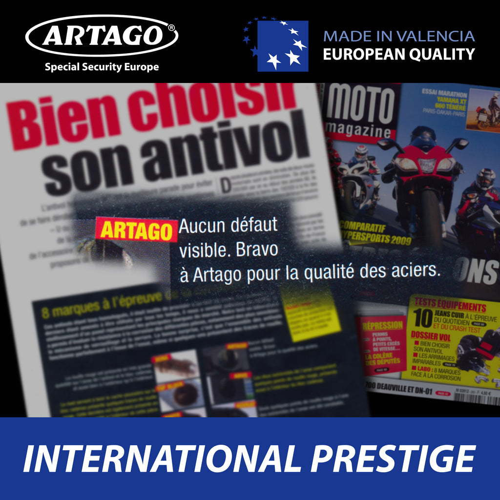 Artago 18ART120 Candado U Moto Alta Gama Homologado SRA, Sold Secure Gold, ART4, BUNKER SELECTION, Acero Endurecido ø18mm, Doble Cierre MRT Blindado, 85x120mm, Máxima Seguridad Antirrobo U Motocicleta