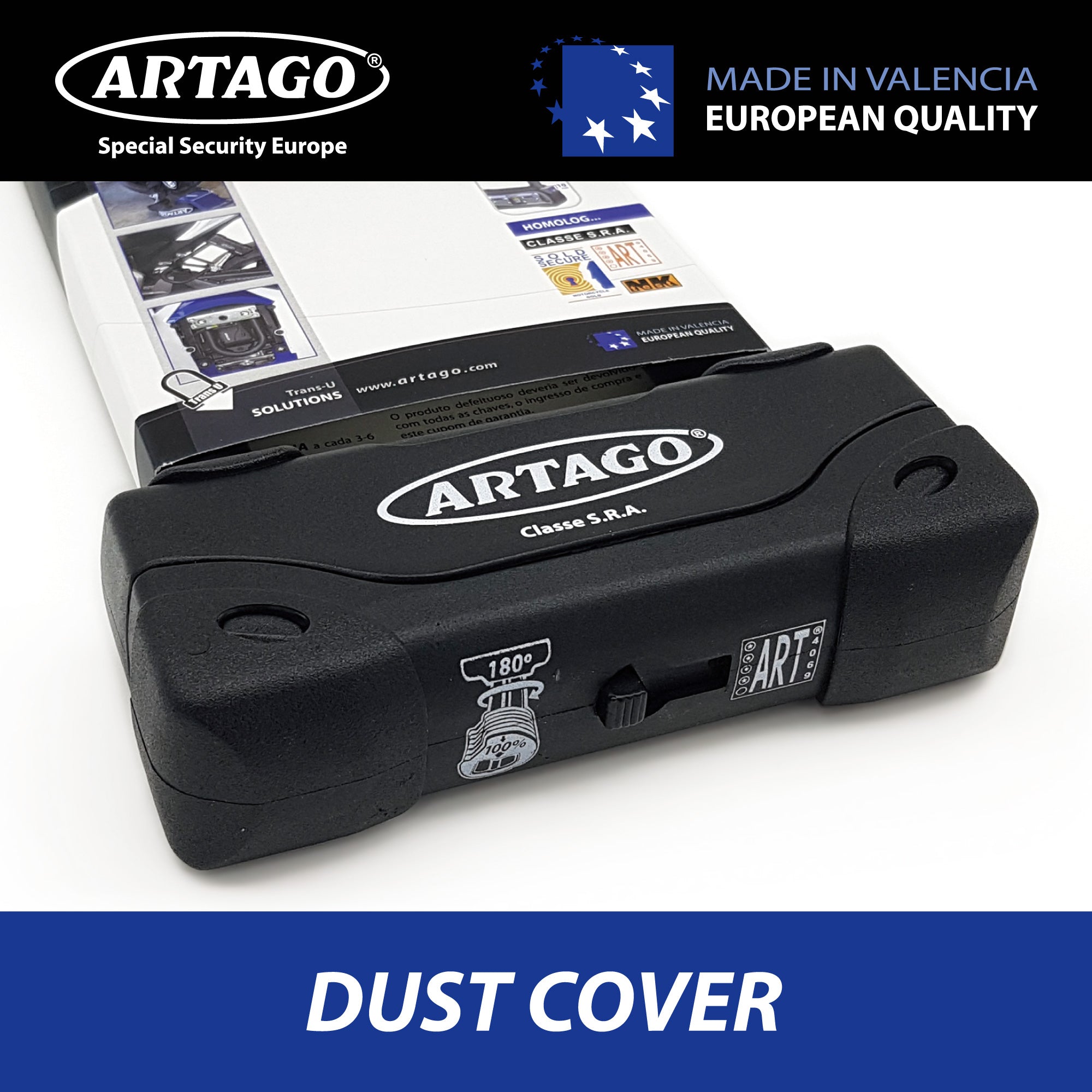 Artago 18ART270 Candado U Moto Alta Gama Homologado SRA, Sold Secure Gold, ART4, BUNKER SELECTION, Acero Endurecido ø18mm, Doble Cierre MRT Blindado, 85x245mm, Máxima Seguridad Antirrobo U Motocicleta