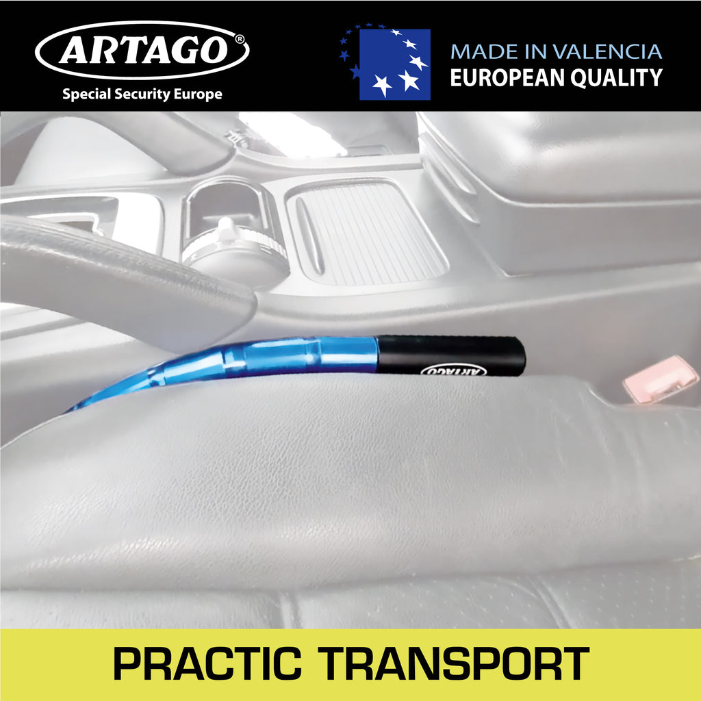 Artago 582/B Antirrobo Coche Volante Asiento Flexible, Más Práctico, Articulado Cable de Acero Blindado, Bloqueo Inmovilizador Ajustable Antirobo Freno Embrague para Auto, Furgoneta, Caravana Camper