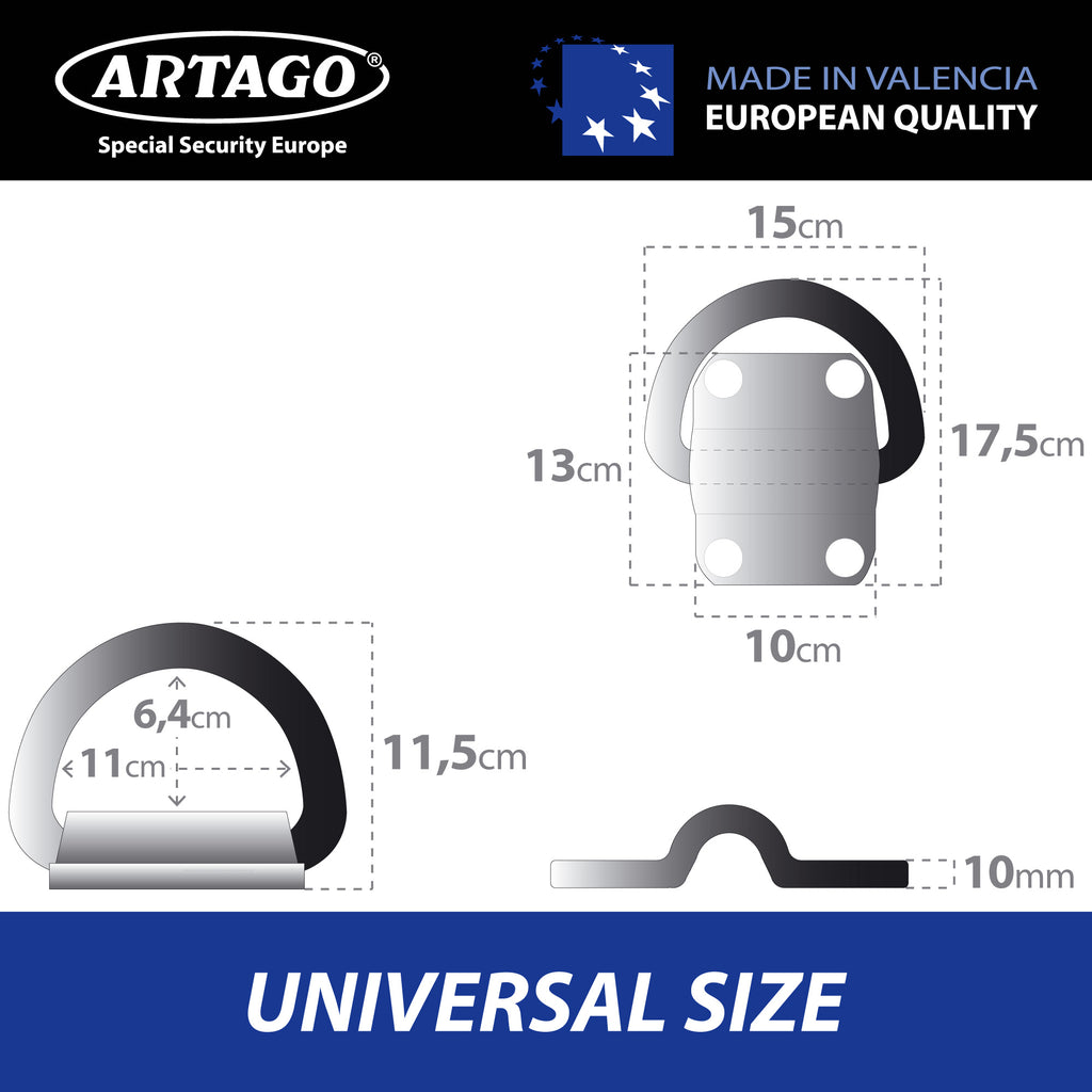 Artago 60 Anclaje Suelo Pared XXL Alta Gama con Anilla Basculante de ø20mm, Acero Máxima Resistencia y Tacos Más Profundos Blindados, Antirrobo Seguridad Universal para Anclar Moto Garaje Parking
