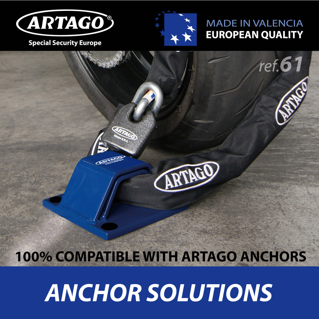 Artago 68T100 Cadena Antirrobo Moto Pesada de Máxima Seguridad, Homologada Sold Secure, ø15 150cm, BUNKER SELECTION, Candado MONOBLOK de Acero Forjado, Antirobo Cadena Cementada para Motocicleta