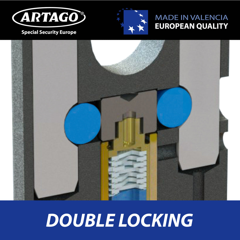 Artago 69T150 Cadena Antirrobo Moto Pesada + Mini U,Maxima Seguridad Homologada SRA, Sold Secure Gold, ø15mm 150cm, Candado Mini U Acero Forjado MONOBLOK, Máxima Seguridad Testada, BUNKER SELECTION