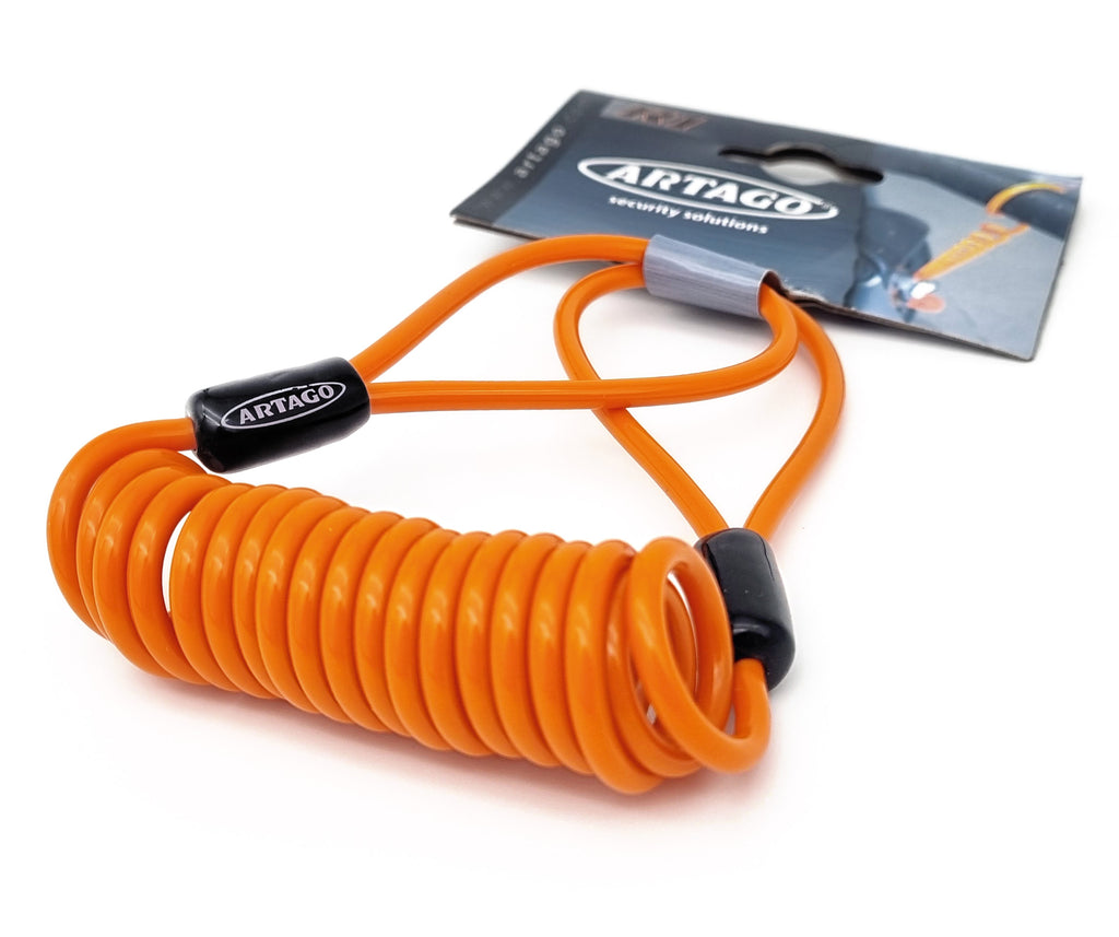 Artago R1 Cable Recordatorio de Acero Trenzado de Alta Calidad, 140cm, Recubrimiento Anti-Arañazos, Reminder Universal para Candado Moto Disco Casco Scooter Bicicleta Patinete, Naranja