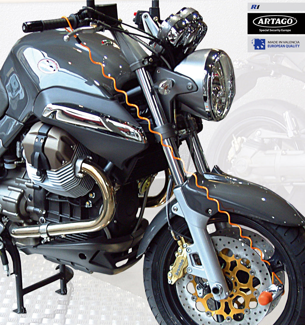 Artago R1 Cable Recordatorio de Acero Trenzado de Alta Calidad, 140cm, Recubrimiento Anti-Arañazos, Reminder Universal para Candado Moto Disco Casco Scooter Bicicleta Patinete, Naranja