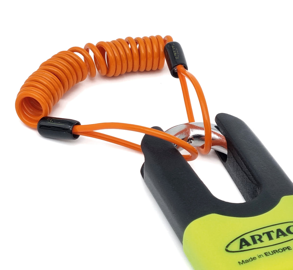 Artago R1 Cable Recordatorio de Acero Trenzado de Alta Calidad, 140cm, Recubrimiento Anti-Arañazos, Reminder Universal para Candado Moto Disco Casco Scooter Bicicleta Patinete, Naranja