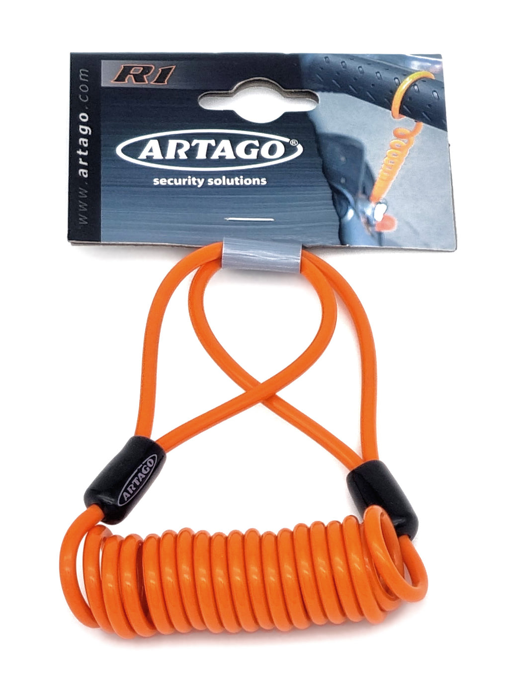 Artago R1 Cable Recordatorio de Acero Trenzado de Alta Calidad, 140cm, Recubrimiento Anti-Arañazos, Reminder Universal para Candado Moto Disco Casco Scooter Bicicleta Patinete, Naranja